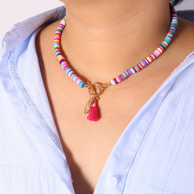 Collana di conchiglie bohémien con nappa femminile e collana dolce e selvaggia