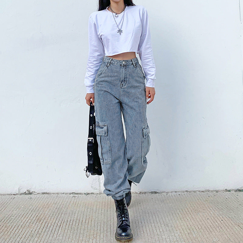 Hose mit hoher Taille und großen Taschen