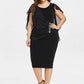 Round Neck Short Sleeve Chiffon Shawl Tight-Fitting Plus Size Dress Women
