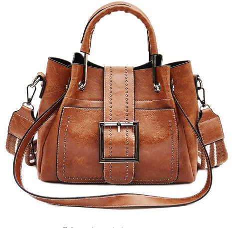 Borsa a secchiello in pelle doppia