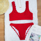 Cut flower split swimsuit bikini