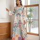 Elegantes langes Kaftankleid mit Blumendruck