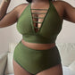 Plump Girls Plus Size Einfarbig Hohl Kreuz Schultergurt Verstellbar Neckholder Bikini