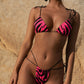 Striped Print Tie Skinny Bikini
