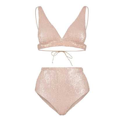 Light luxury sequin split bikini swimsuit