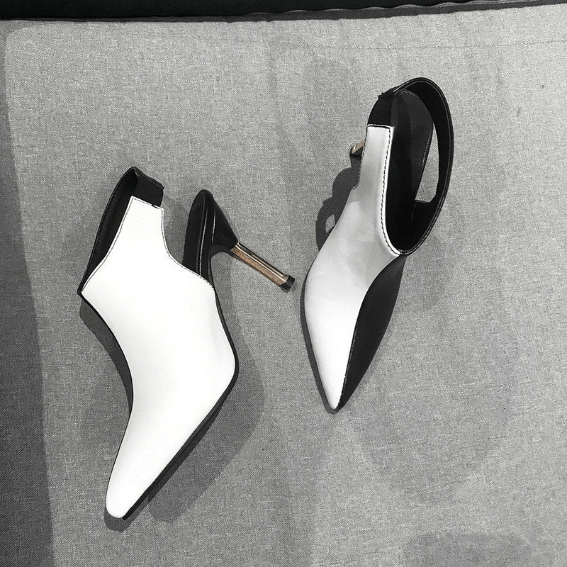 Fashion Colorblock Pointed Toe Stiletto High Heel Sandals