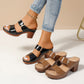 Plus Size Keilabsatz-Peep-Toe-Slipper Steinmuster