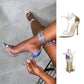 Europäische und amerikanische High Heel Silber Spitz High Heel Sandalen