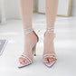 Europäische und amerikanische High Heel Silber Spitz High Heel Sandalen