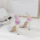 Europäische und amerikanische High Heel Silber Spitz High Heel Sandalen