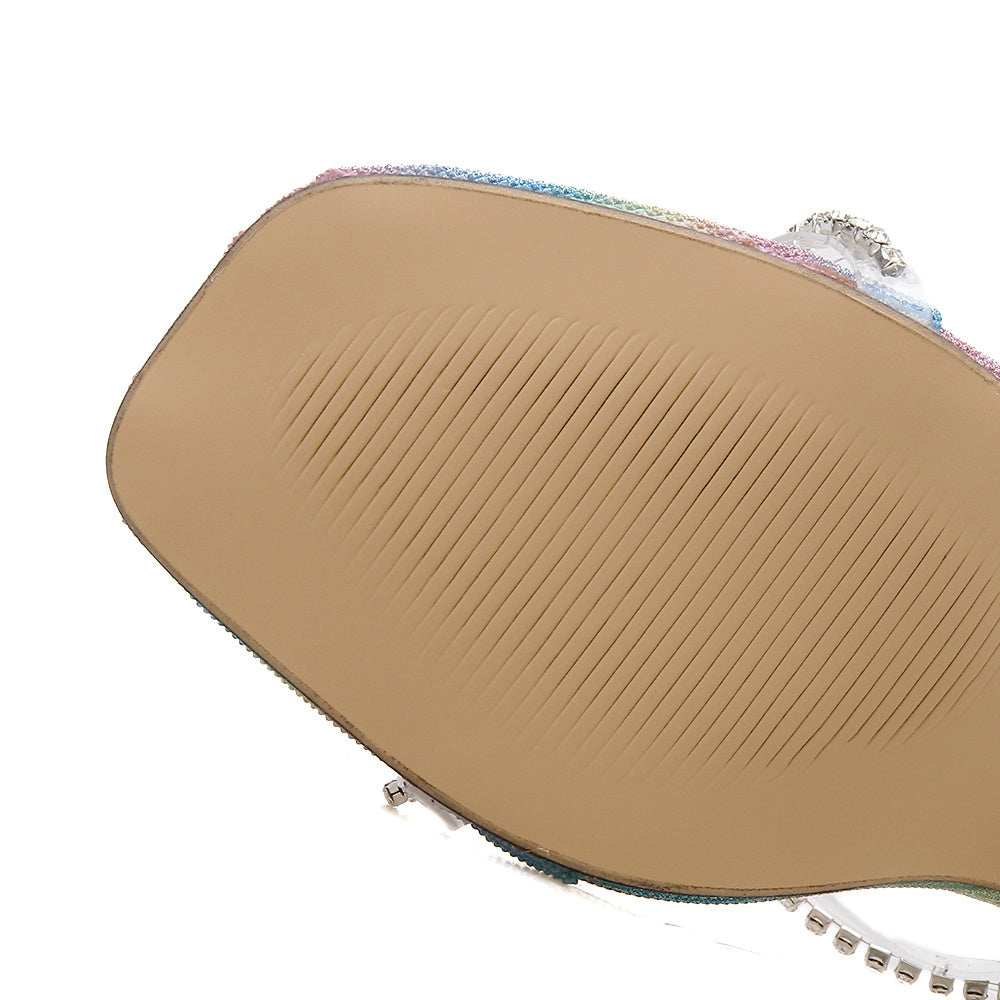 Neue Strass-Weinglas- und Regenbogen-Damenschuhe