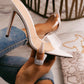 Sandali e ciabatte in PVC bianco con tacco alto a punta