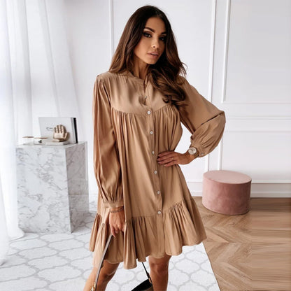 Abito camicia con cuciture semplice e alla moda da donna
