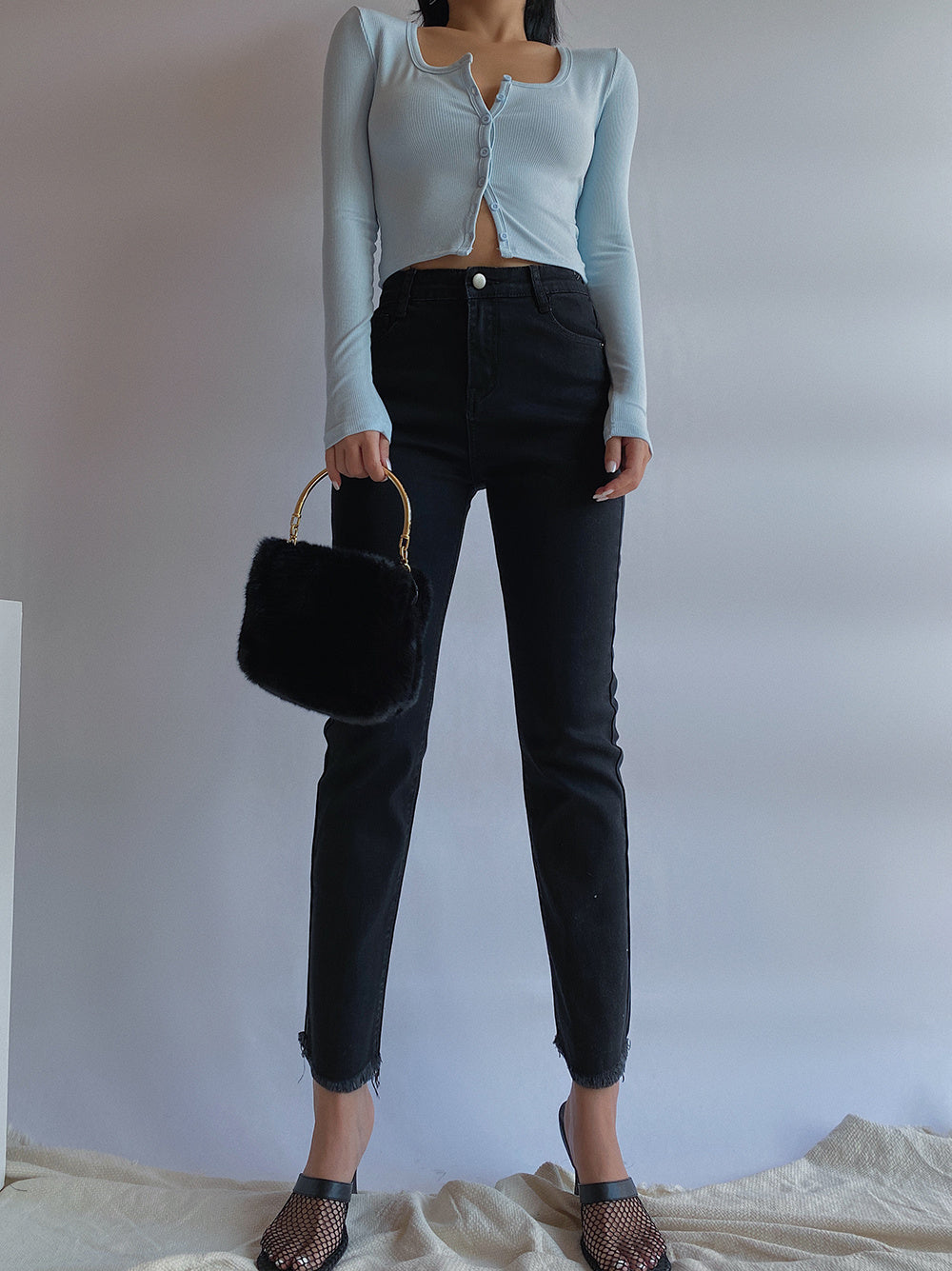 Damen High Waist Slim Schlankmachende Stretch-Jeans