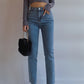 Damen High Waist Slim Schlankmachende Stretch-Jeans