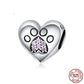 S925 Sterling Silver Heart-shaped Paw Print Bracelet Beaded