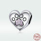 S925 Sterling Silver Heart-shaped Paw Print Bracelet Beaded