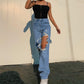 Modische Waschung High-Waist Locker sitzende Freizeitjeans