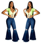 Modische Waschung High-Waist Locker sitzende Freizeitjeans