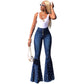 Modische Waschung High-Waist Locker sitzende Freizeitjeans