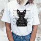 Cartoon Animal Cat And Dog Print Slim Round Neck Street Trendy Women's Shirt