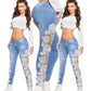 Neue Damen Sexy Spitze Hohl Spitze Jeans