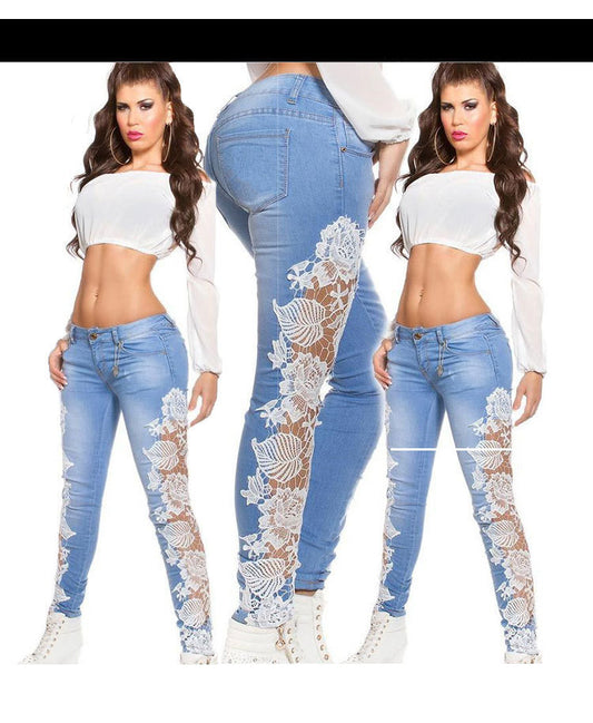 Nuovi jeans sexy in pizzo traforato da donna