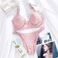 Women Breathable Underwear Set Solid Brief Panty 2 Pieces Sets Lady Lingerie Sets