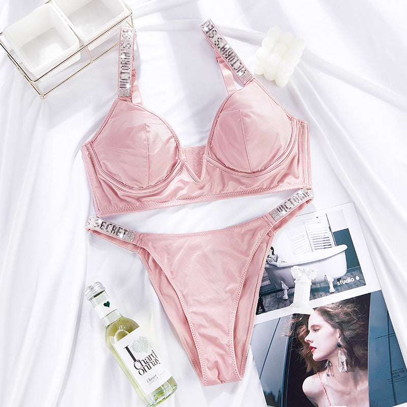 Women Breathable Underwear Set Solid Brief Panty 2 Pieces Sets Lady Lingerie Sets