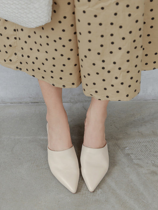 Sandals With Soft Leather Half-support Single Shoes Pointed Toe Mules