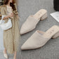 Sandals With Soft Leather Half-support Single Shoes Pointed Toe Mules