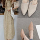 Sandals With Soft Leather Half-support Single Shoes Pointed Toe Mules