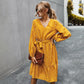 Herbst Einfaches Gestreiftes Kleid Damen