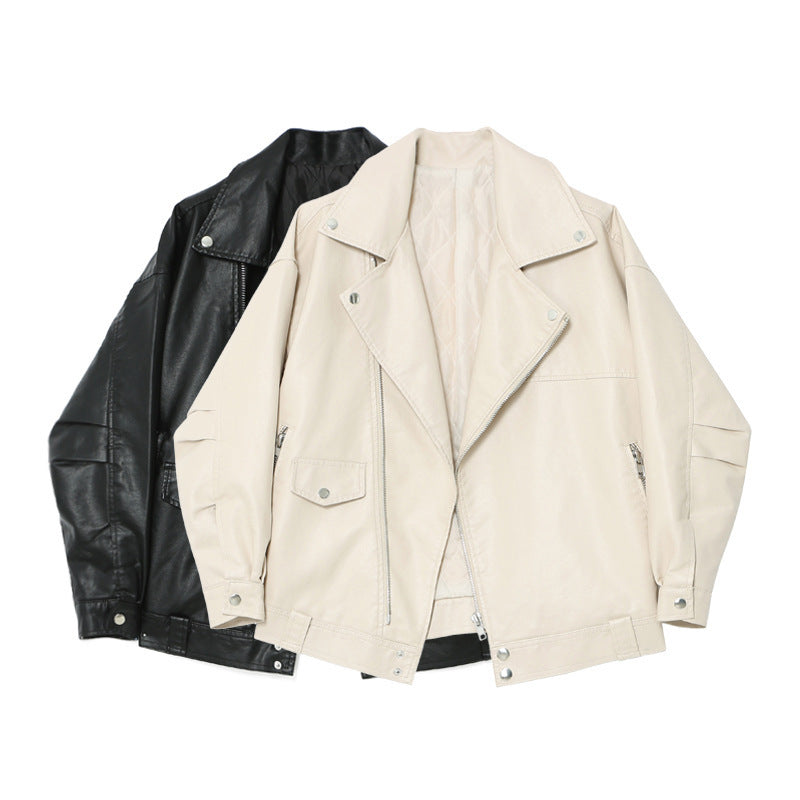 Lockere Version Bf Style Profil Revers Pu Lederjacke