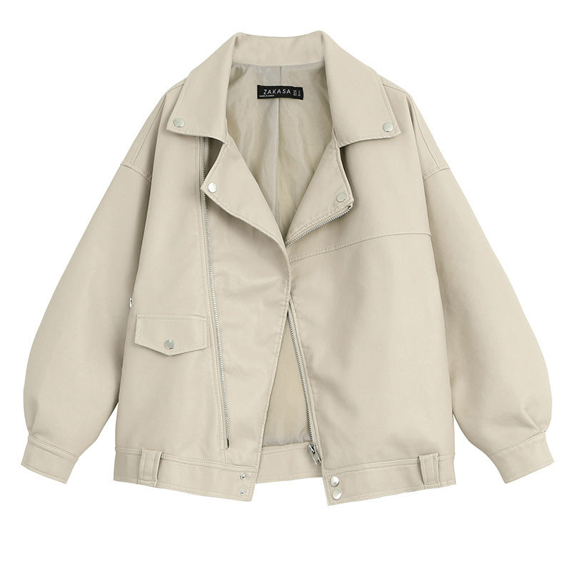 Lockere Version Bf Style Profil Revers Pu Lederjacke