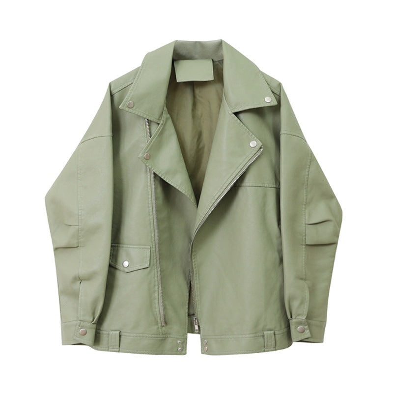 Lockere Version Bf Style Profil Revers Pu Lederjacke