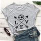 T-Shirt Love Soccer Arrow Fashion Kurzarm-T-Shirt mit Buchstaben