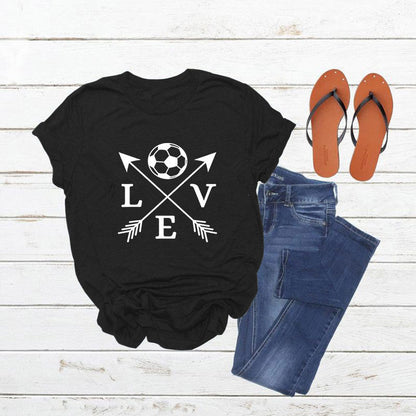 T-Shirt Love Soccer Arrow Fashion Kurzarm-T-Shirt mit Buchstaben