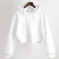 Felpa con cappuccio bianca corta a vita alta da donna