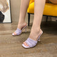 Scarpe da donna con punta quadrata sottile, tacchi alti e sandali