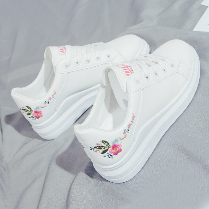 New Casual All-Match Embroidery White Shoes Women
