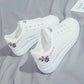 New Casual All-Match Embroidery White Shoes Women