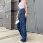 Jeans a vita alta con stampa zebra