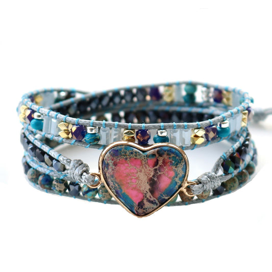 Bracciale boemo multistrato intrecciato a mano