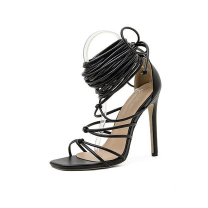 Römische Damensandalen mit Schnürung und Stilettoabsatz