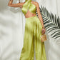 Pure Color Wide-Legged Pants Suit That Wipe a Bosom