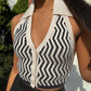 Women's  Ins Street Fashion Wave Striped Deep V Halter Halter Slim Vest