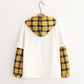 Cat Plaid Collar Hooded Long Sleeve Sweatshirt