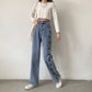 Light Color And High Waist Jeans Women's Thin Straight Pants