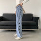 Light Color And High Waist Jeans Women's Thin Straight Pants